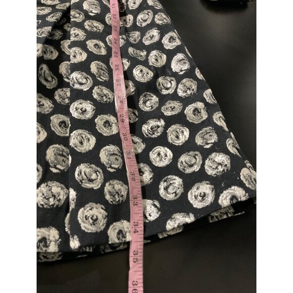 THEIA Dress Printed Cocktail Sleeveless Knee Length Belted in Black/Silver sz 2 - Picture 9 of 11